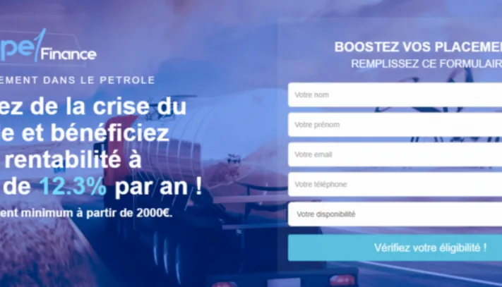 Capture d’écran du site sans nom d’entreprise, ni téléphone, ni adresse