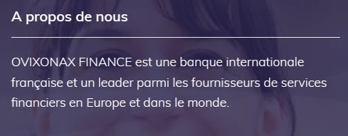 Banque française, et même internationale, mais sans références, donc Ovixonax reste une escroquerie