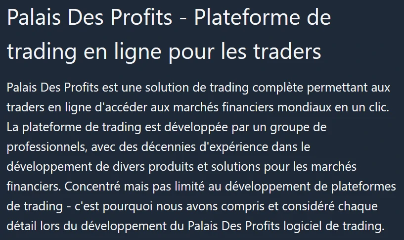 Palais des Profits version plateforme escroquerie