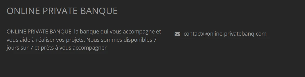 Absence rédhibitoire d'informations légales chez Online Private Banque : Arnaque !