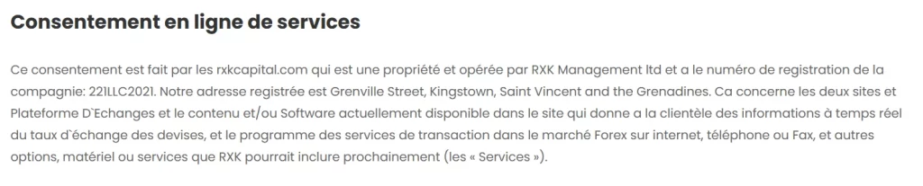 La mention à une société réellement enregistrée est bien cachée et douteuse