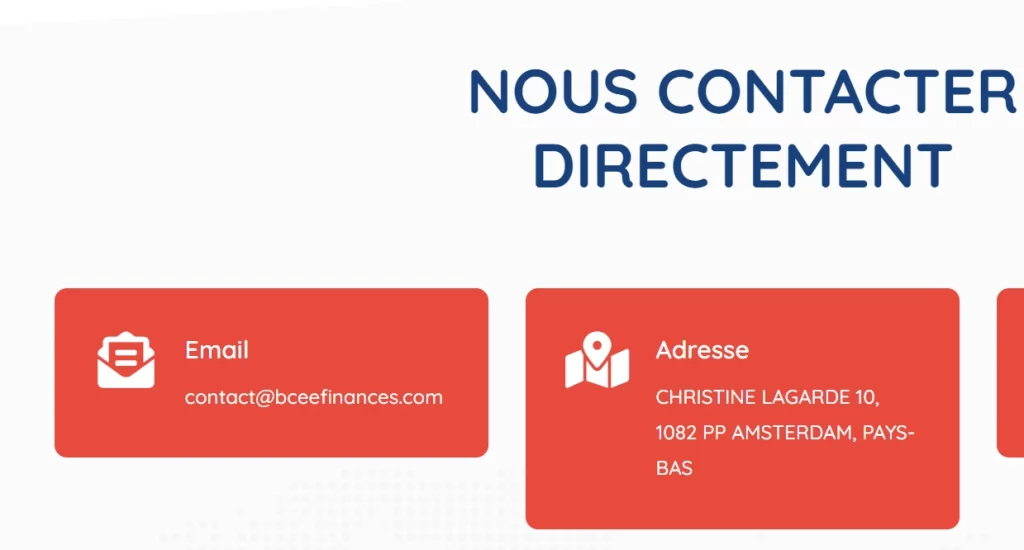 Contact direct sur l'escroquerie de BCEEBANK