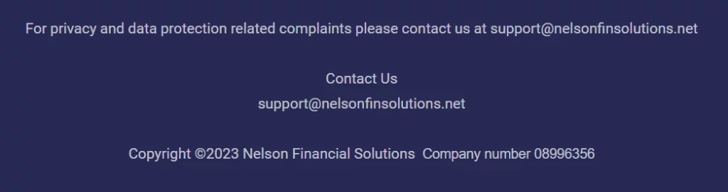 Nelsonfinsolutions ne passe pas le cap des vérificaitons légales et c'est une arnaque