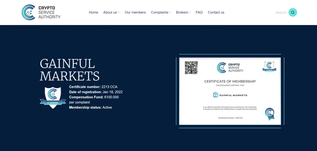 Gainful Markets quand l'arnaque se certifie