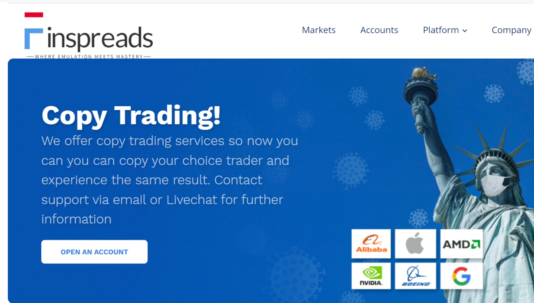 Arnaque Finspreads, Copy trading, masque covid en prime