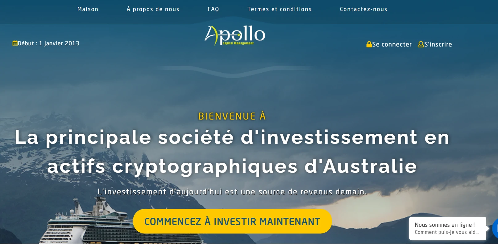Image de l'interface du site Apollo Capital Management