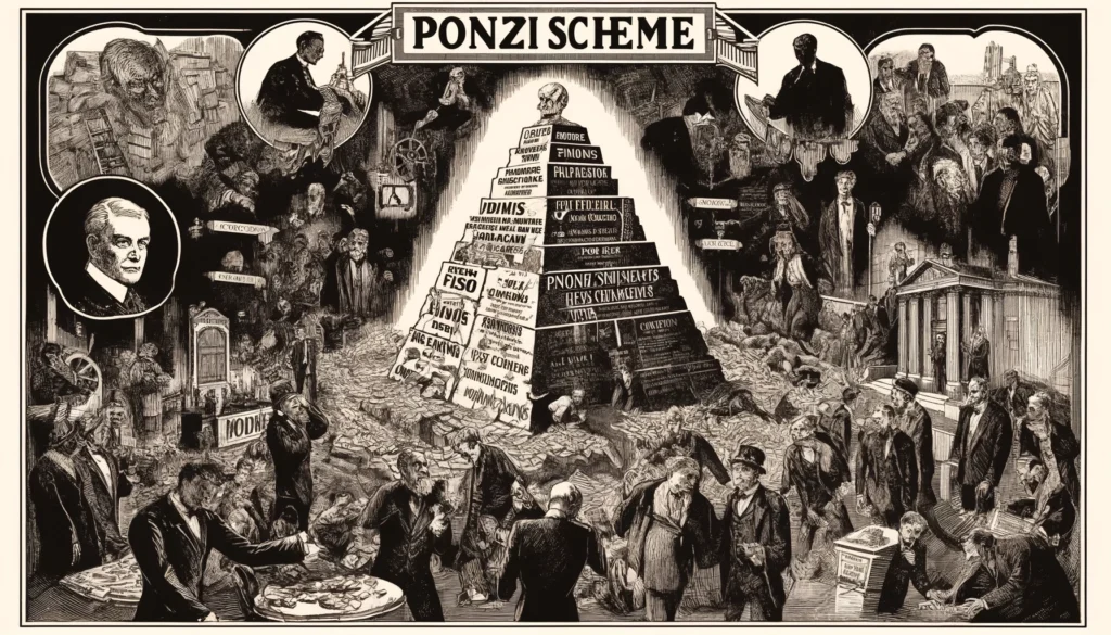 Illustration allégoriques des conséquences de l'effondrement des ponzi