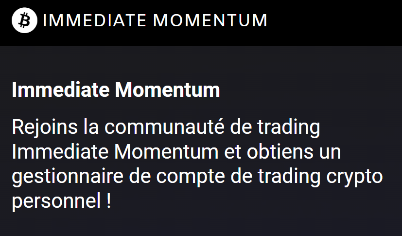 Immediate Momentum capture d'écran d'un des sites de rabattage
