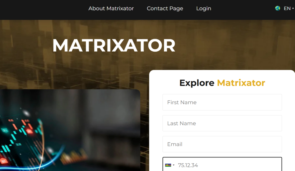 Matrixator, la capture d'écran du site