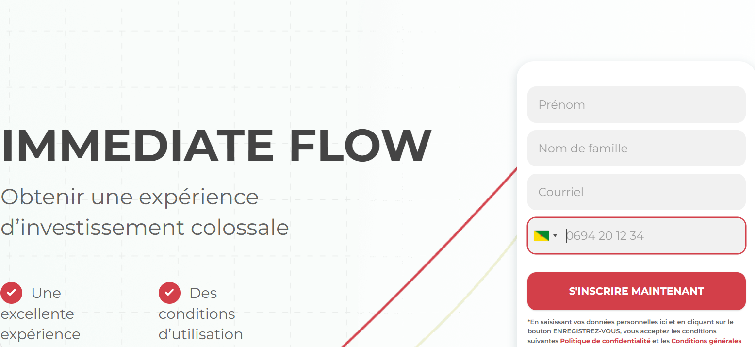 Formulaire du site Immediate Flow