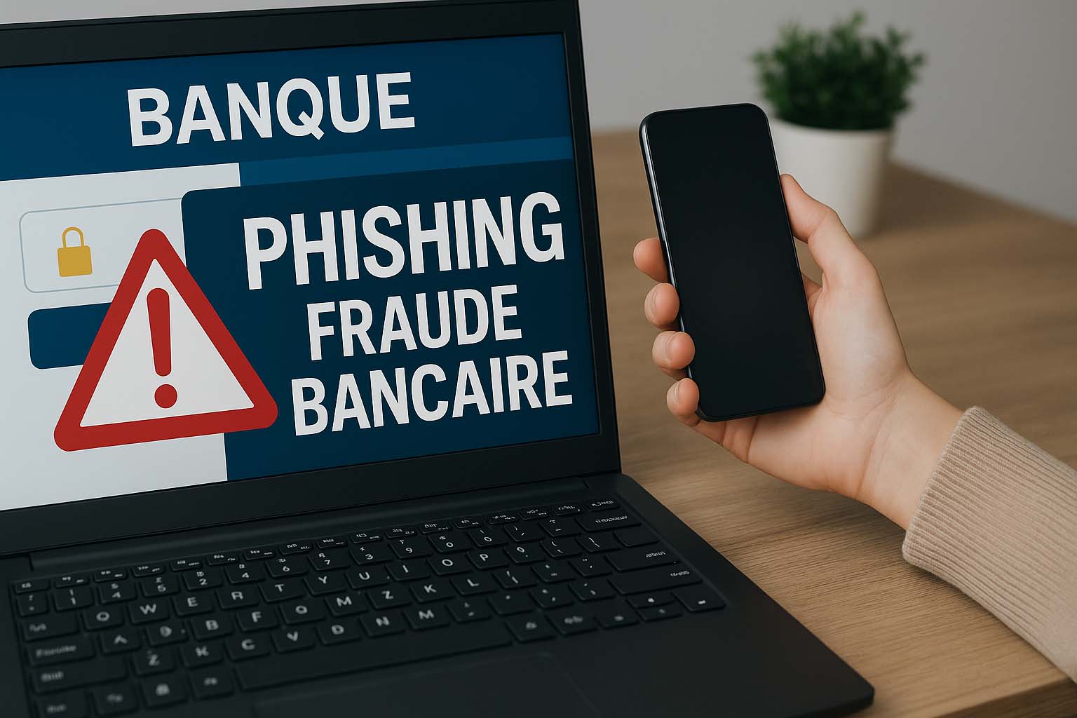 Alerte fraude bancaire : phishing par faux conseiller bancaire usurpant l'identité d'une banque.