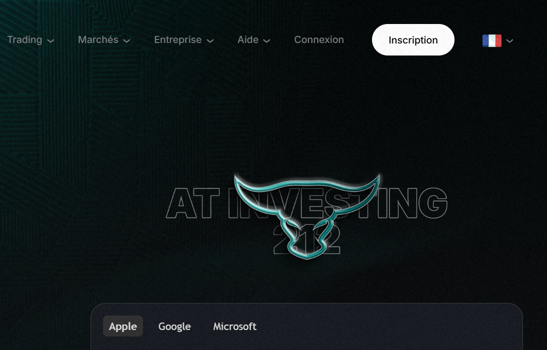 Logo de la plateforme AT Investing 212 – inspiration douteuse du taureau de Wall Street