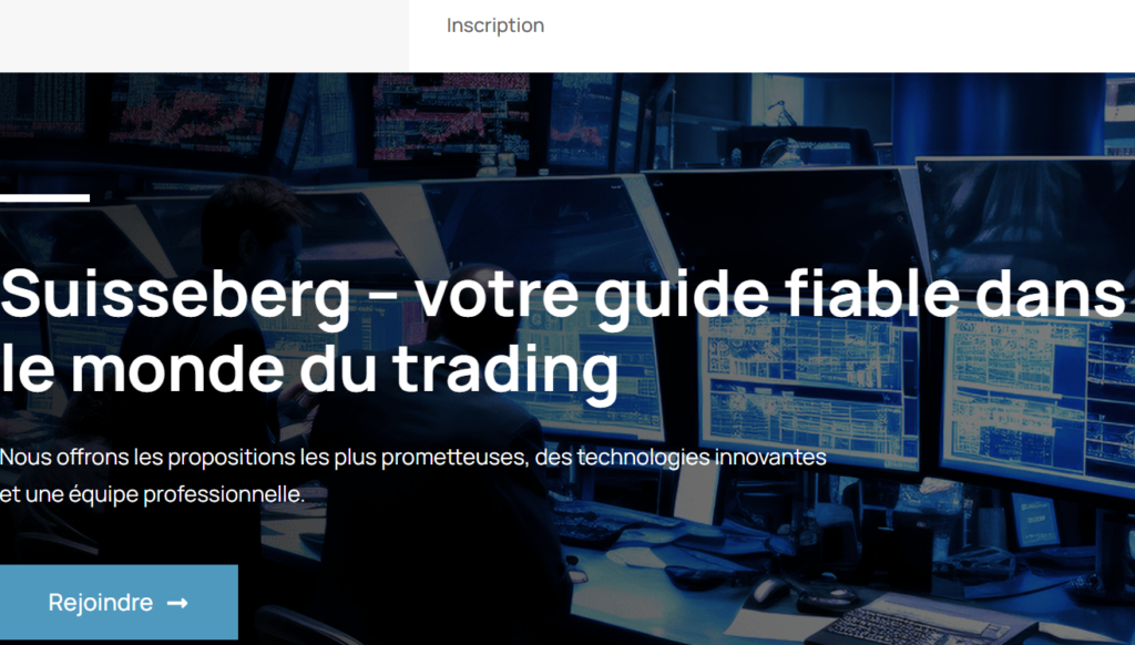 Présentation typique d'une arnaque financière en ligne comme Suisseberg