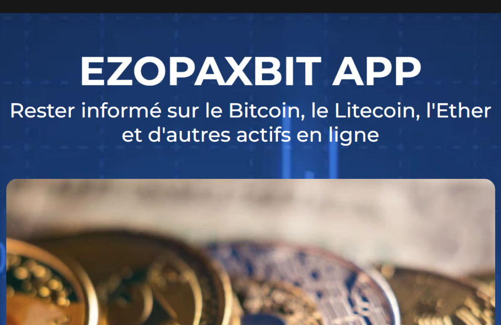 Capture d'écran montrant l'absence de mentions légales sur EzopaxBit