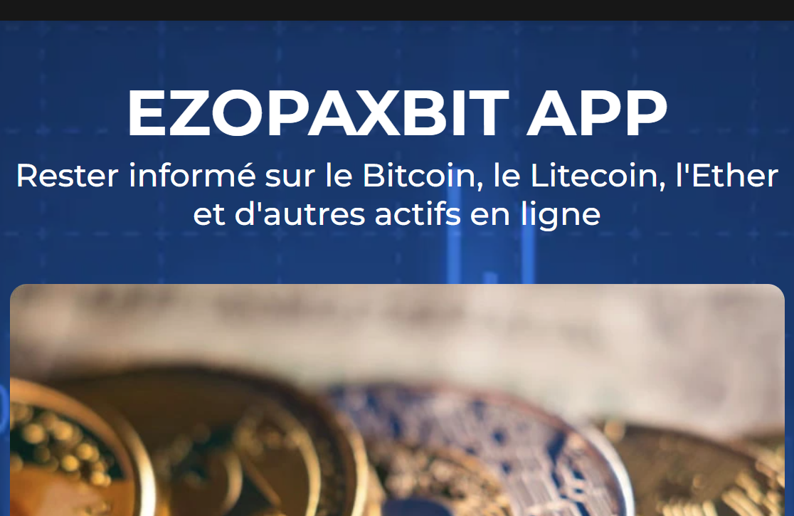 Capture d'écran montrant l'absence de mentions légales sur EzopaxBit