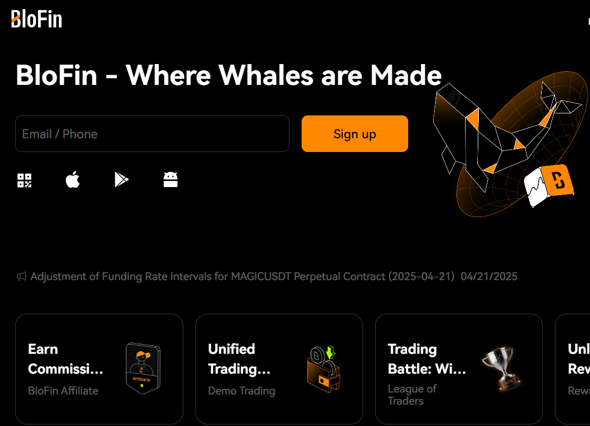 Visuel marketing de BloFin mettant en avant des commissions de 60%