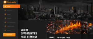 Page d'accueil de la plateforme Fintradix avec promesses de gains