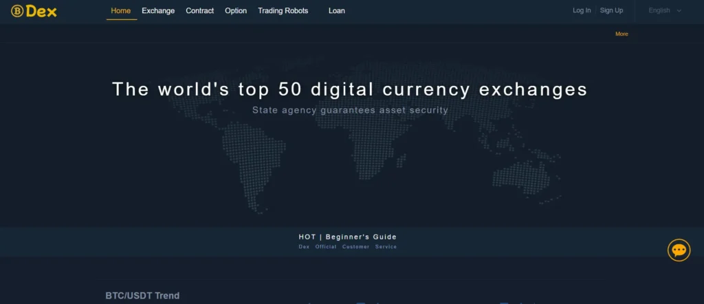 Interface de la plateforme DEX affichant les prix des cryptomonnaies