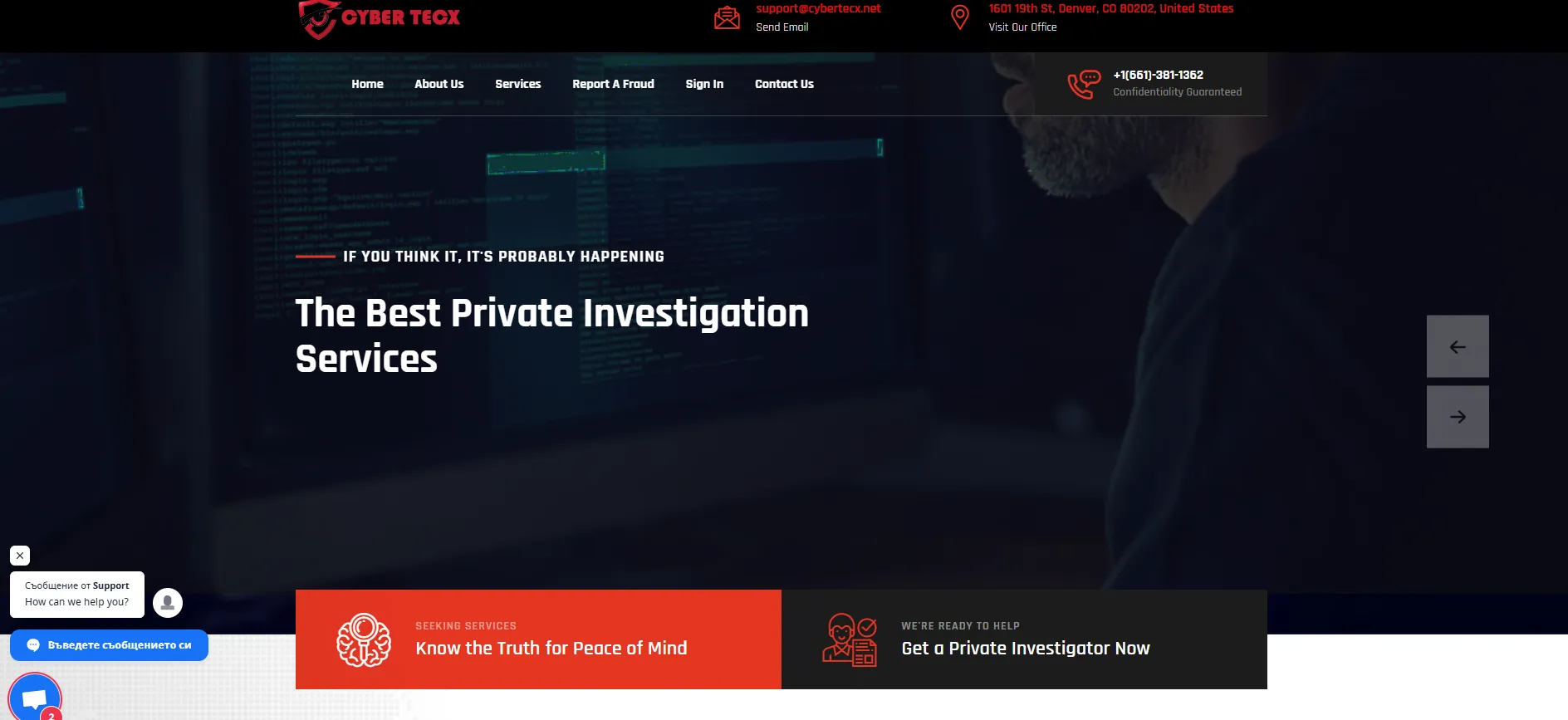 Image d’accueil du site Cyber Tecx