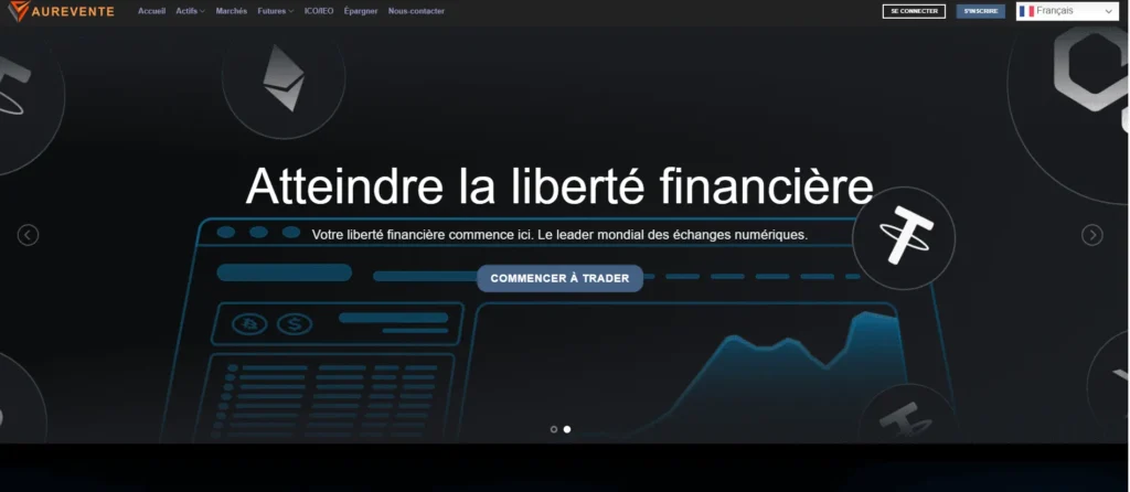 nterface de la plateforme Aurevente affichant des données de trading