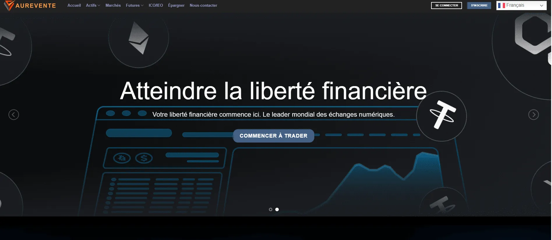 nterface de la plateforme Aurevente affichant des données de trading