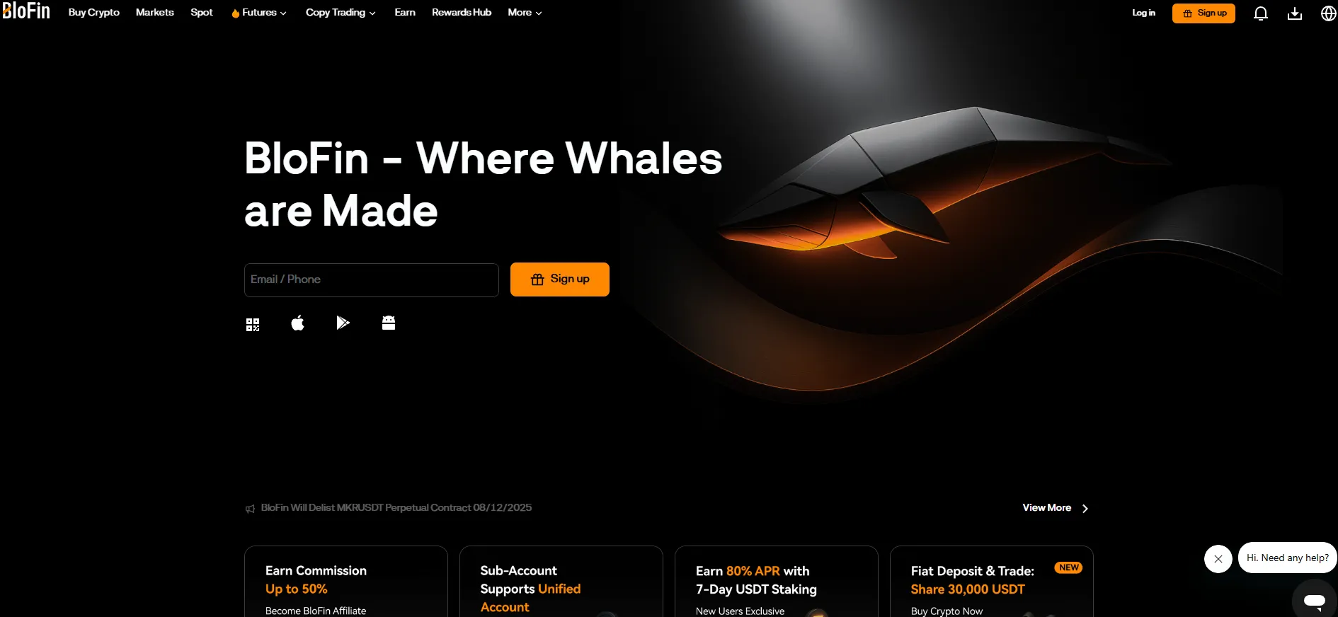 BloFin avis – page d’accueil