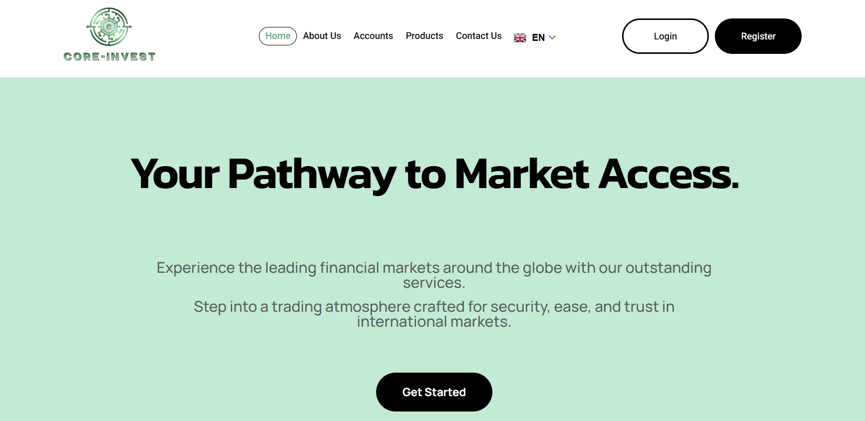 Page d'accueil Core-Invest