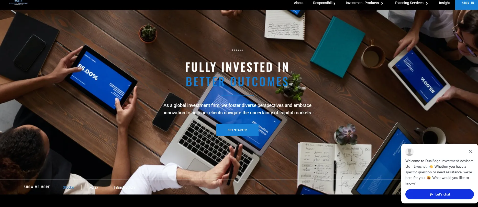 Page d’accueil du site Dualedgeinvtadvisorslt