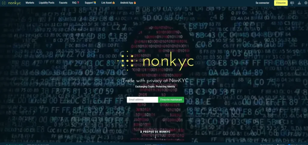 Page d'accueil du site NonKYC