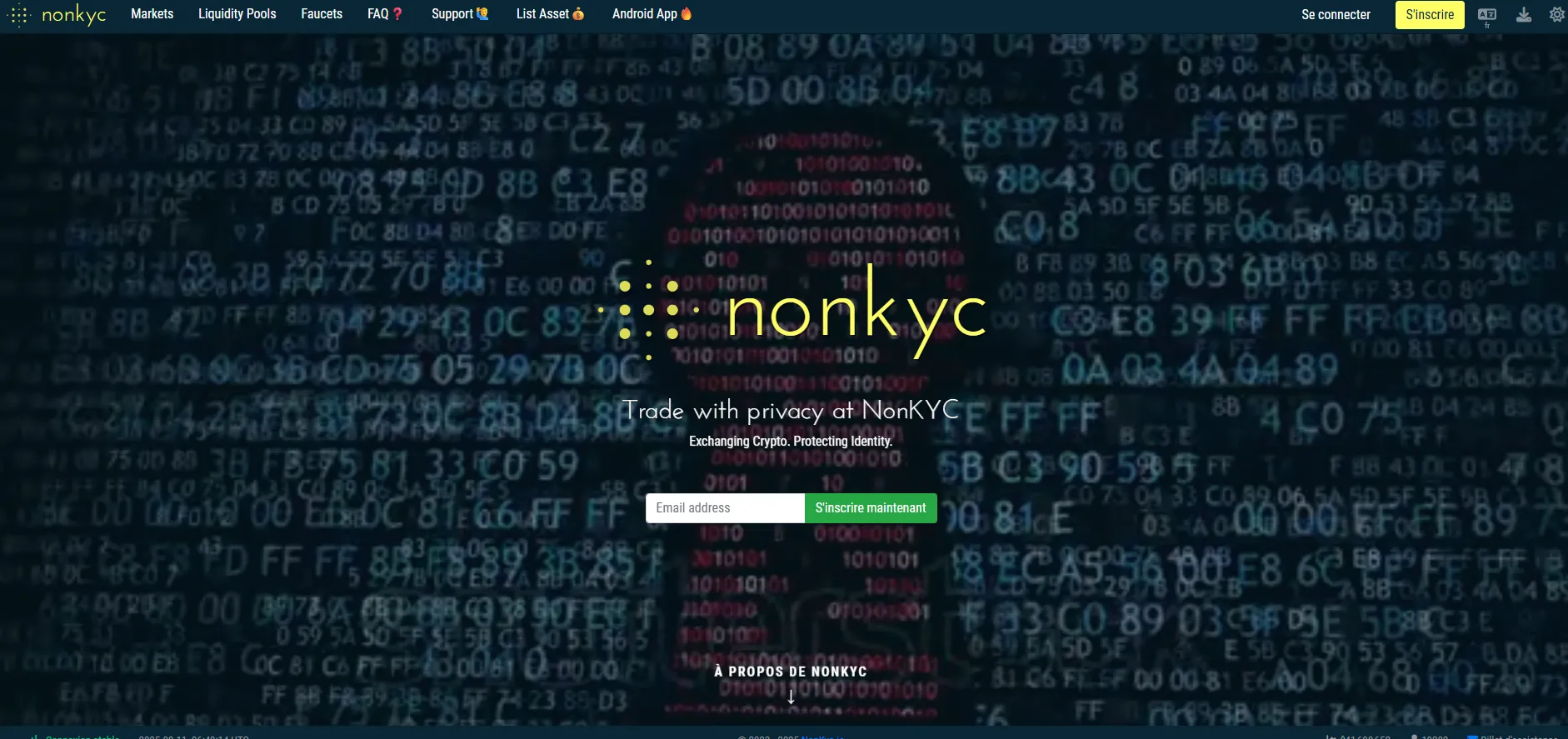 Page d'accueil du site NonKYC