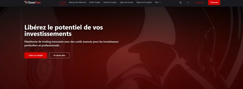 Page d’accueil de ChaseFirst