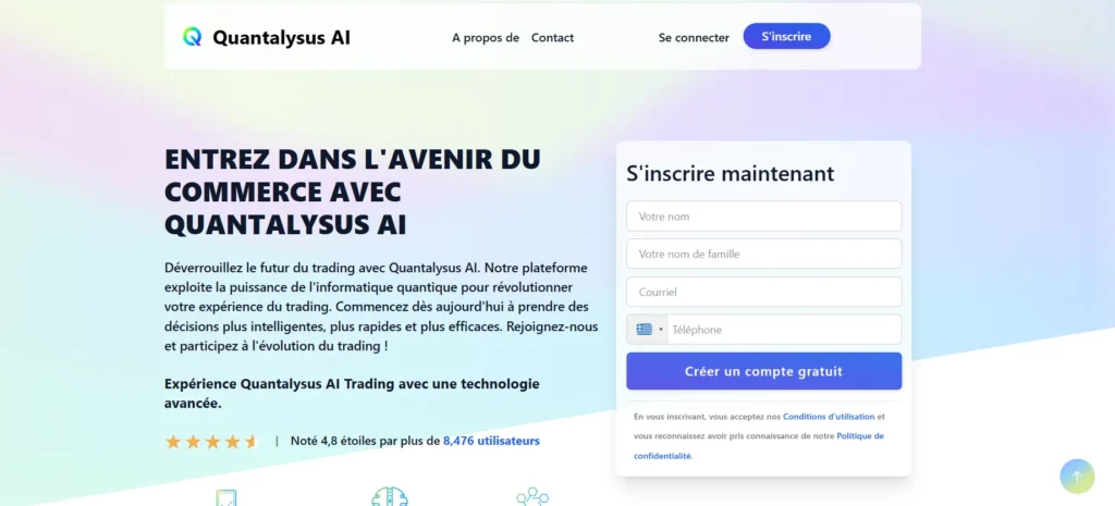 Page d’accueil Quantalysus AI