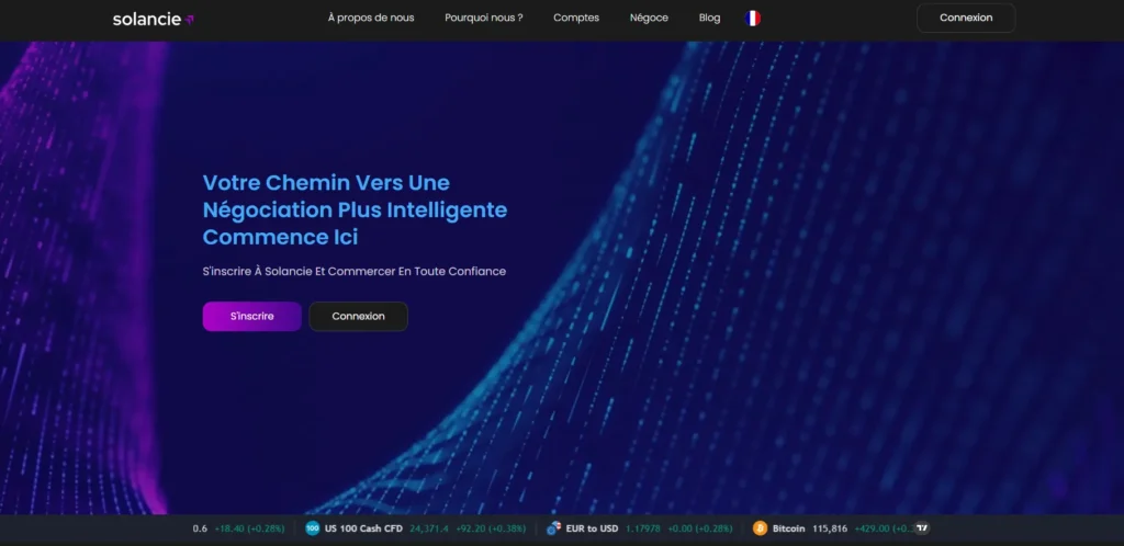 Interface de trading Solancie