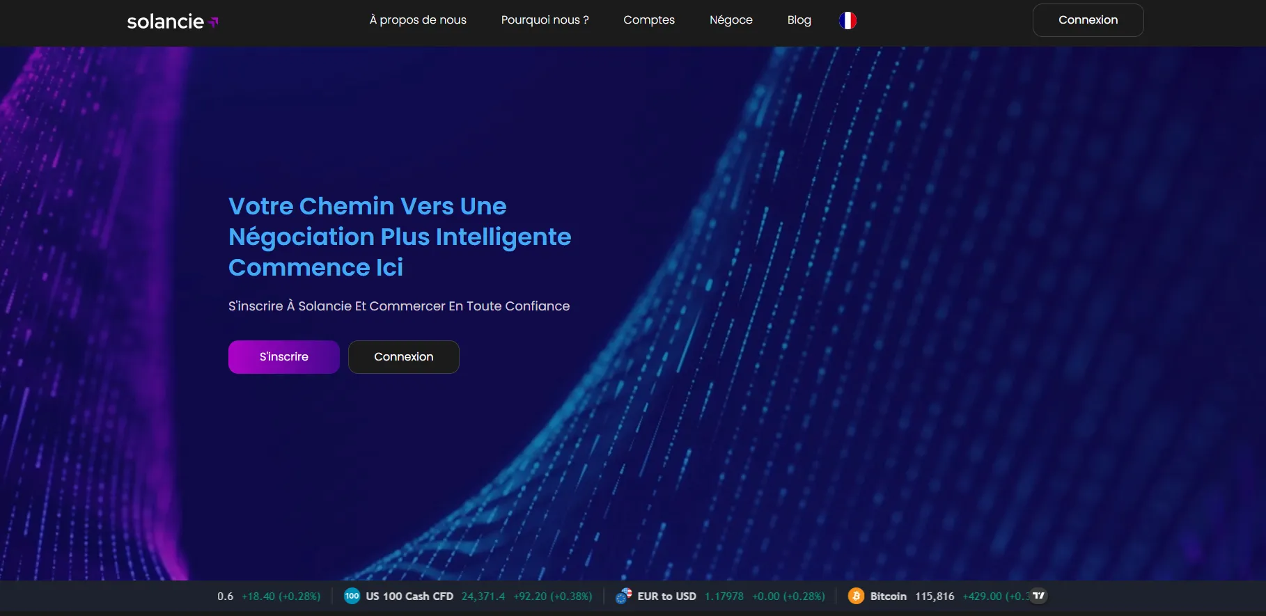 Interface de trading Solancie
