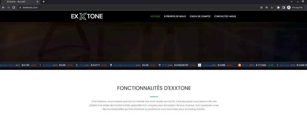 Exxtone interface de trading analyse et critique