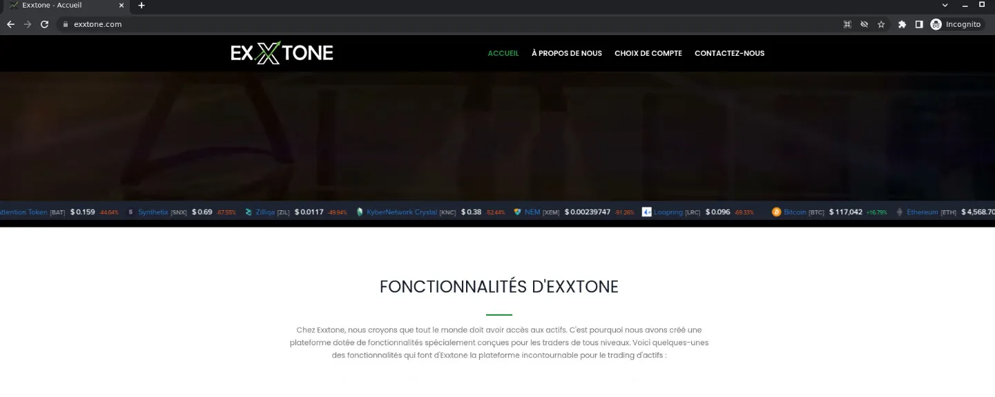 Exxtone interface de trading analyse et critique