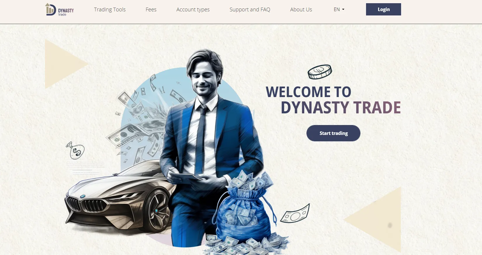 Page d’accueil du site Dynasty Trade