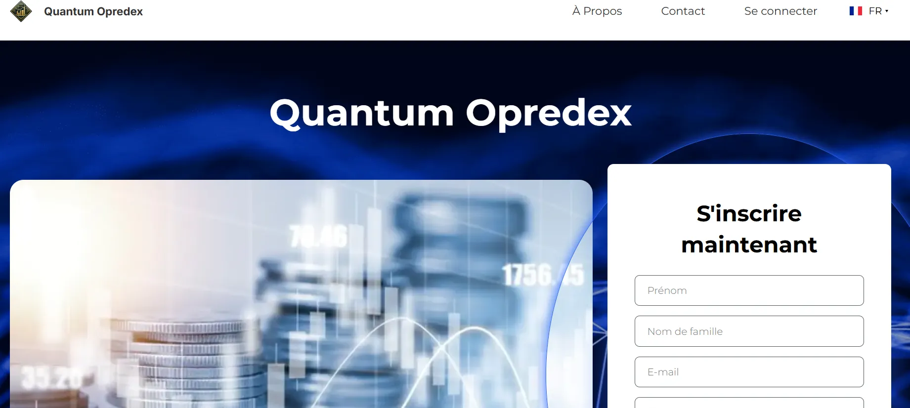 Interface d’inscription Quantum Opredex