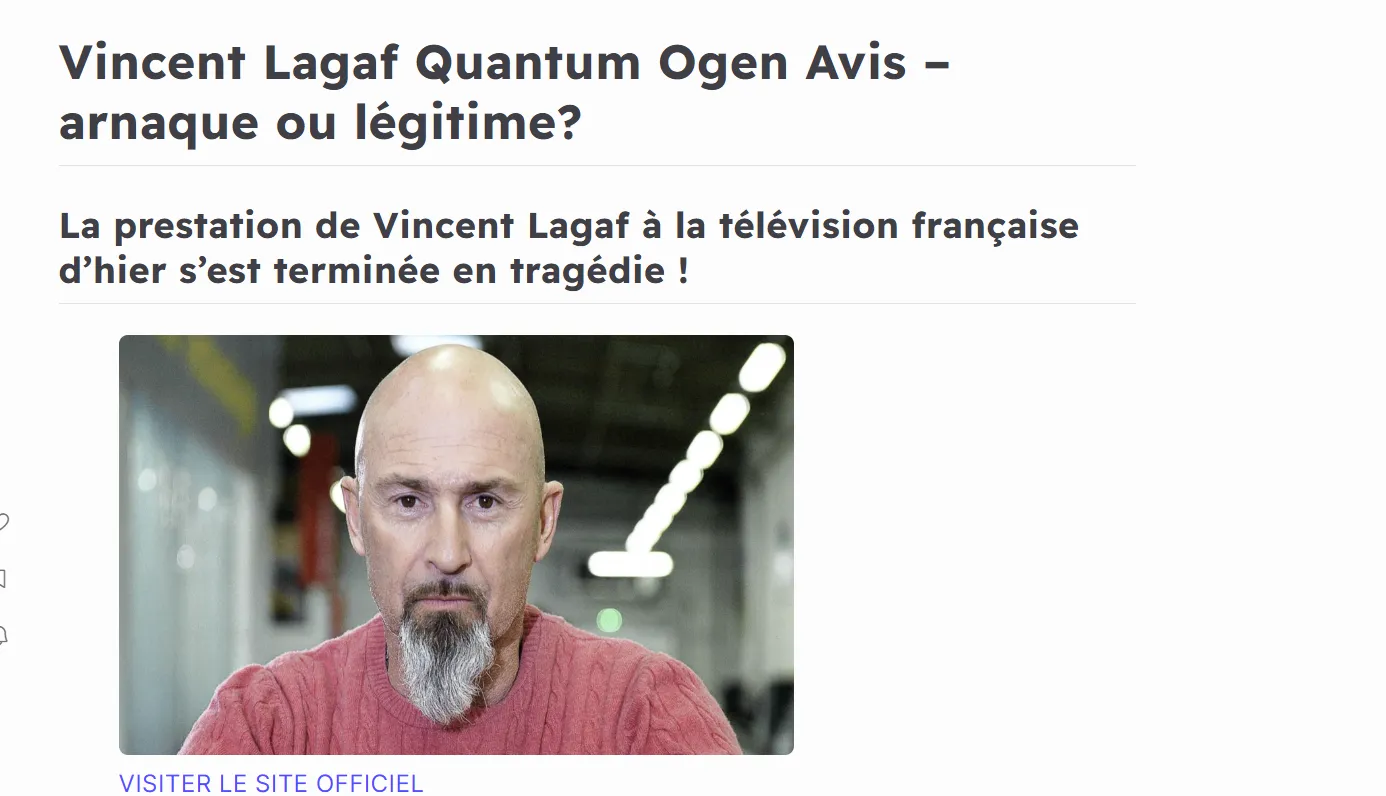 Quantum Ogen, nouvelle usurpation de Vincent Lagaf