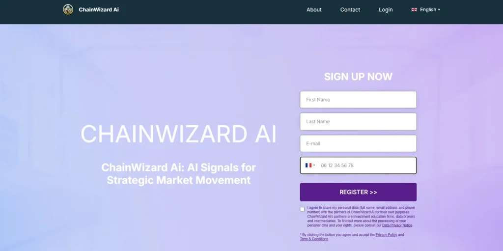 ChainWizard AI avis - page d’accueil du site