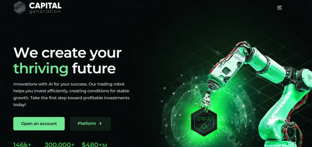 Page d’accueil du site Capital Generative