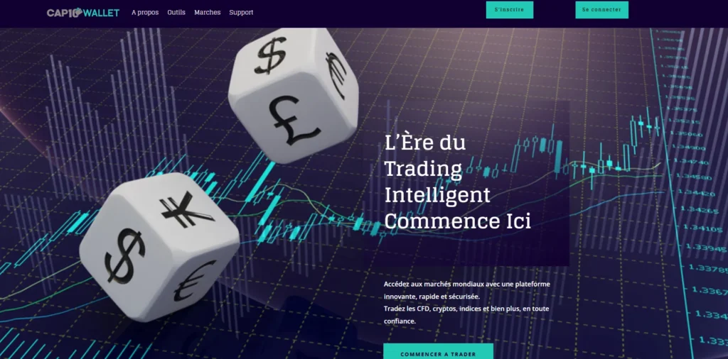 Ordinateur affichant graphiques de trading – Cap10 Wallet plateforme non régulée