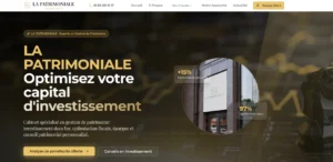 Page d’accueil du site La Patrimoniale présentant le slogan Optimisez votre capital d’investissement