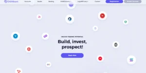 Interface du site OrbitMount avec promesse de trading simplifié