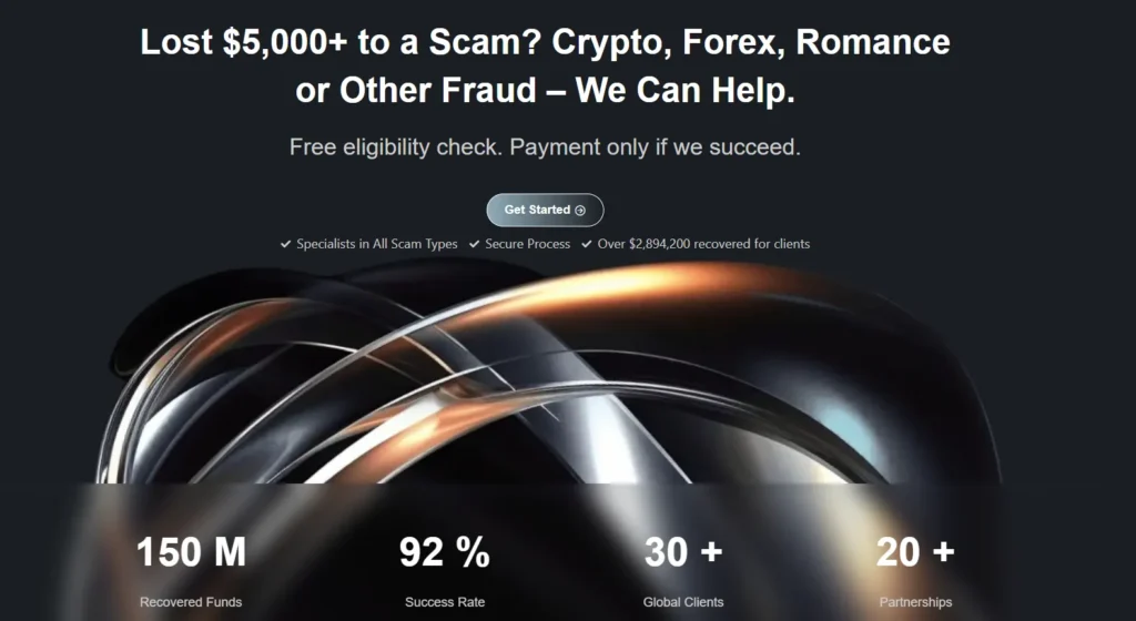 Recoverx.solutions – page d’accueil du site de récupération de fonds ciblant les victimes d’escroqueries