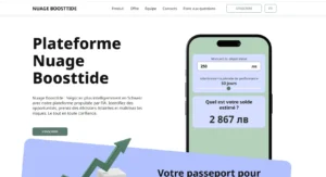 Nuage Boosttide – page d’accueil de la plateforme crypto avec promesses de rendements