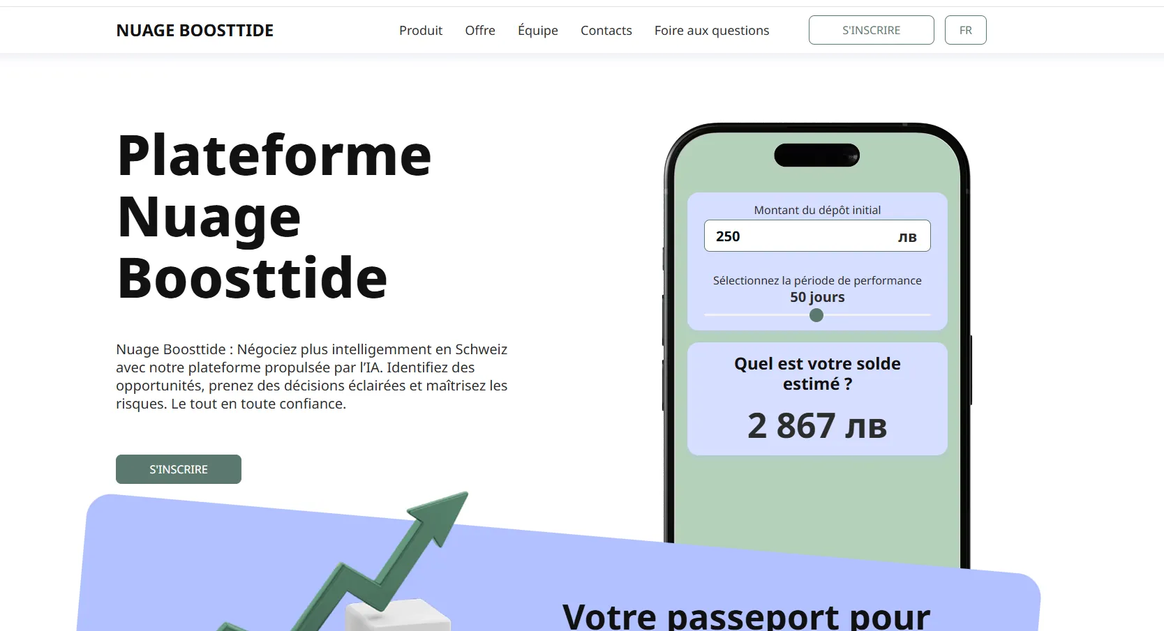 Nuage Boosttide – page d’accueil de la plateforme crypto avec promesses de rendements