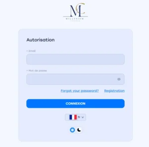 Millenium Capital-interface de connexion sans informations légales