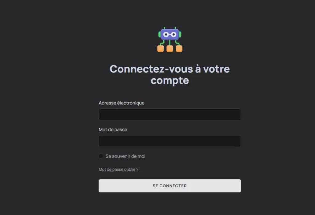 Formulaire de connexion protrade-ai.com demandant identifiant et mot de passe