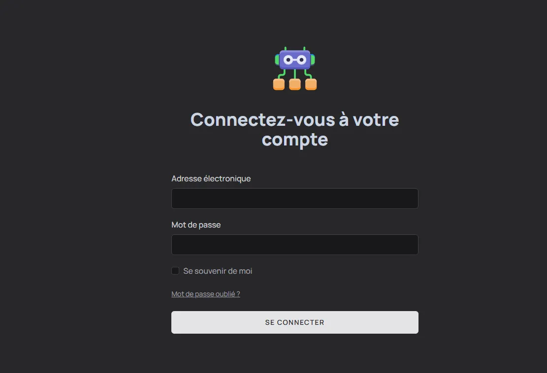 Formulaire de connexion protrade-ai.com demandant identifiant et mot de passe